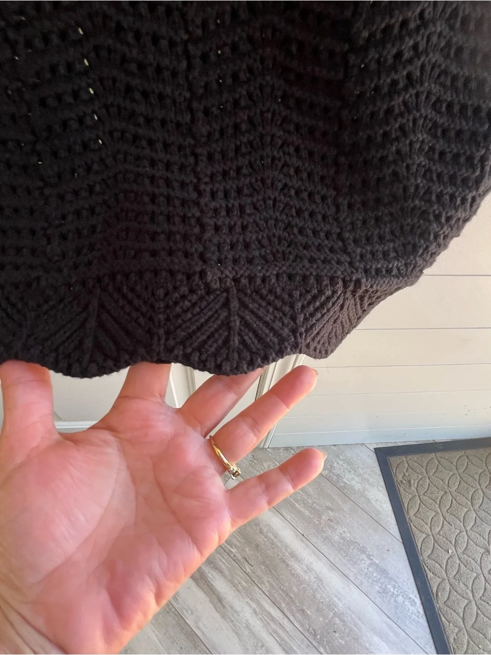 House of Harlow 1960 Black Knit & Crochet Bodycon Midi Skirt SZ XS